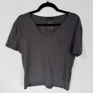 AllSaints Black & Gray Striped T-Shirt – Men’s Medium